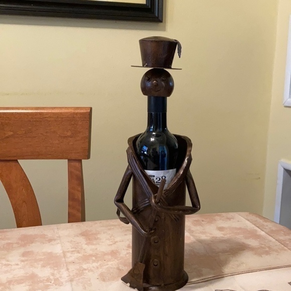 Sculpted metal snowman Wine holder